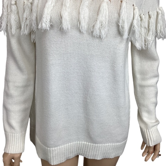 Sail to Sable off white fringe tassel sweater size medium - Picture 8 of 10